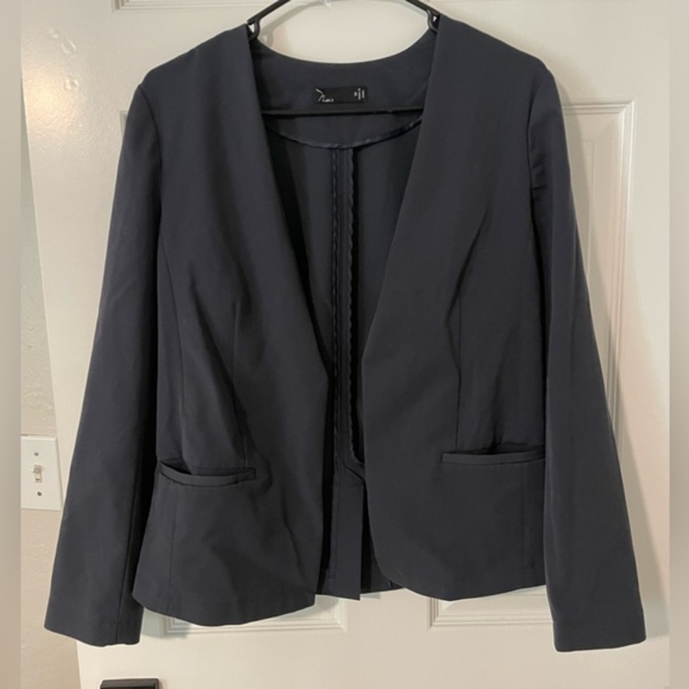 Noir Women's Black Open Front Flap Detail Hi Low Casual Blazer nwot